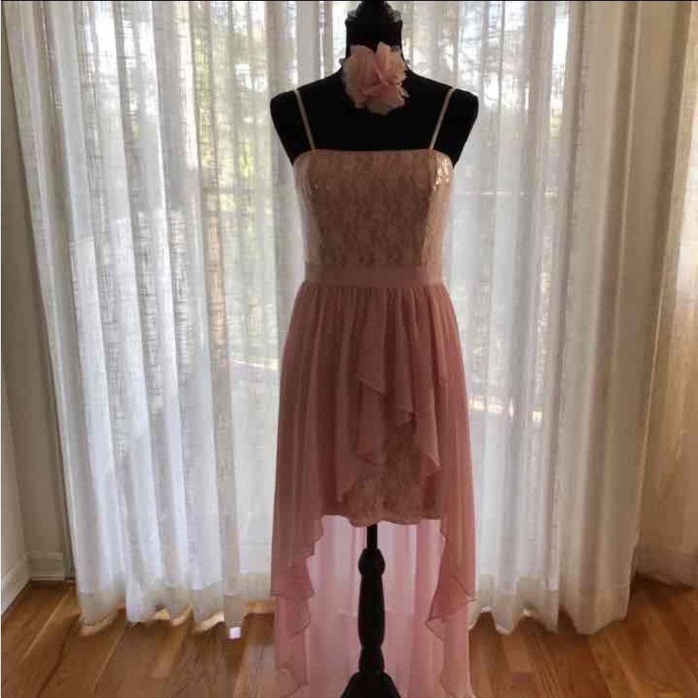AIDAN MATTAX Pink Sequins Prom Dress 8